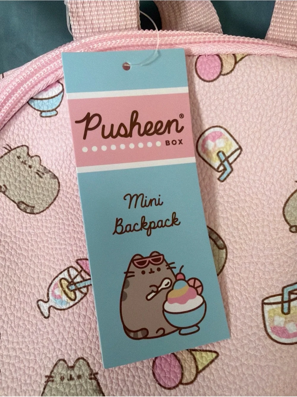 Pusheen Pastel Pink Mini Backpack with Ice Cream Print